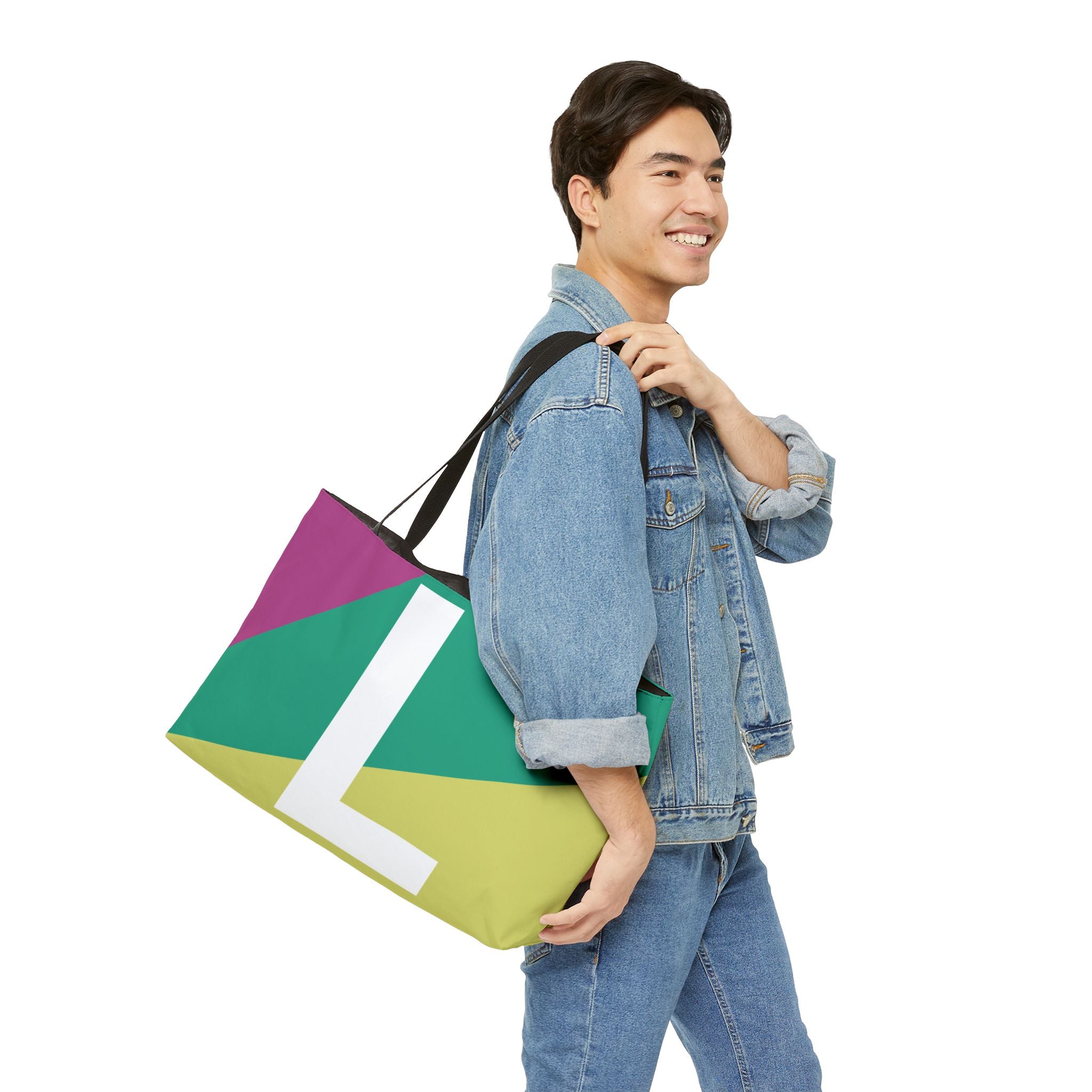Personalized 'L' Colorblock Tote Bag — Monogram Weekender Tote