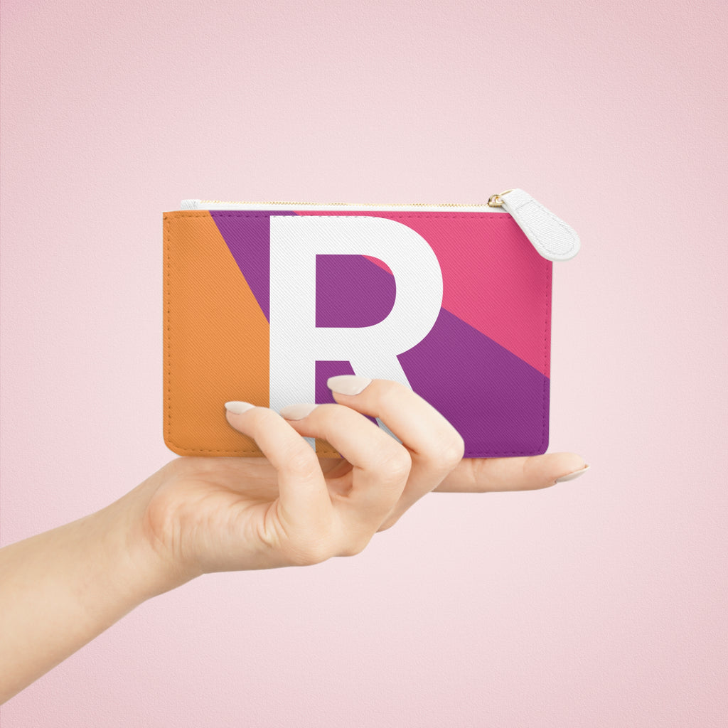 Initial R Mini Clutch — Colorblock Monogram Wristlet Wallet