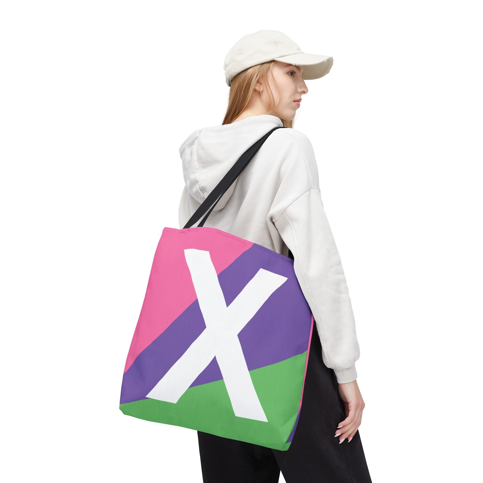 Monogram 'X' Colorblock Tote Bag — Personalized Initial X Shoulder Tote