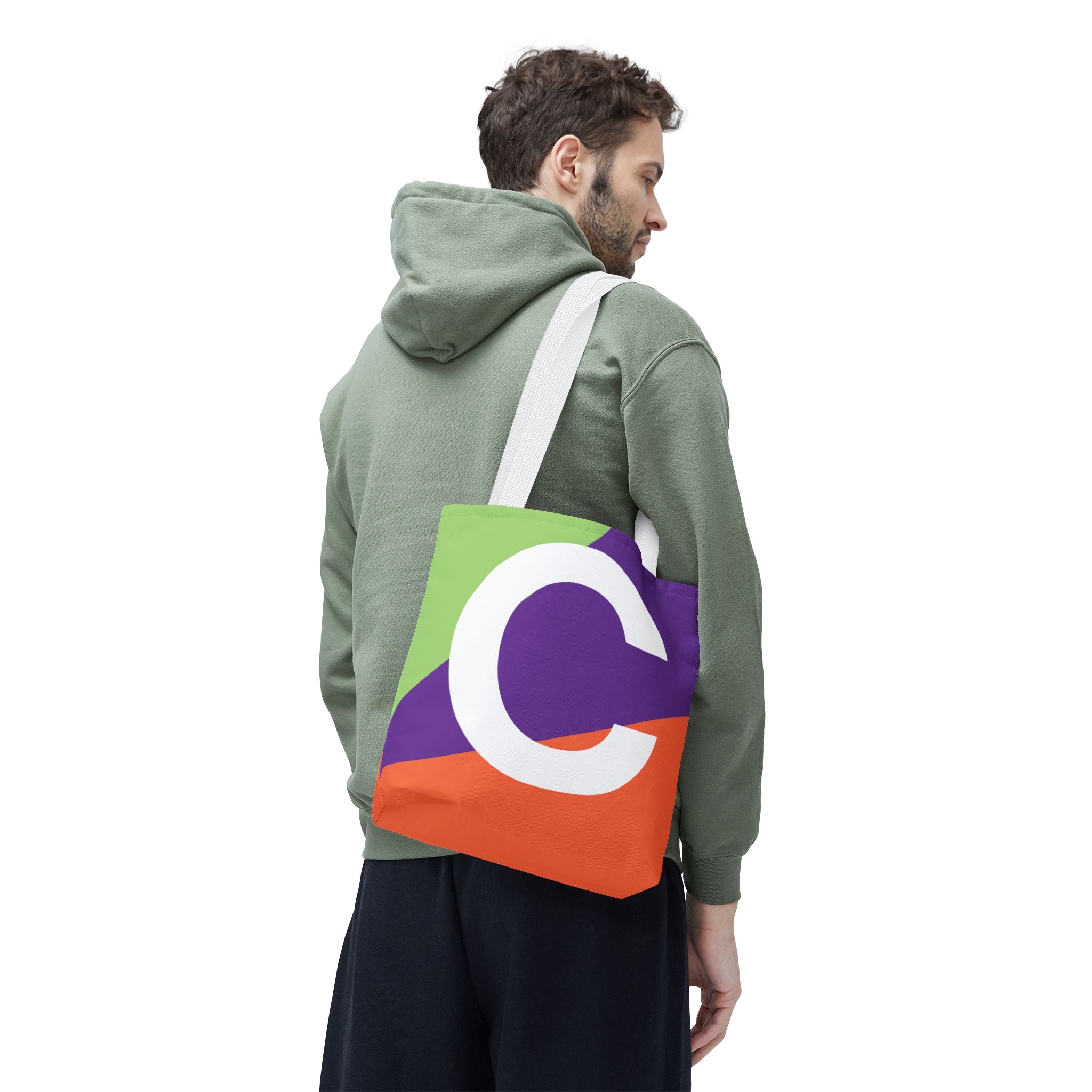 Monogram 'C' Colorblock Tote Bag — Personalized Initial C Shoulder Tote