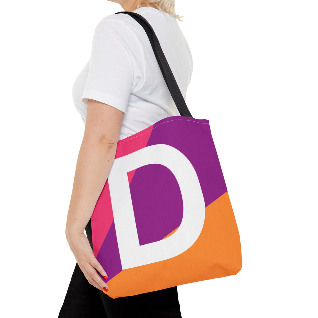 Monogram 'D' Colorblock Tote Bag — Personalized Initial D Shoulder Tote