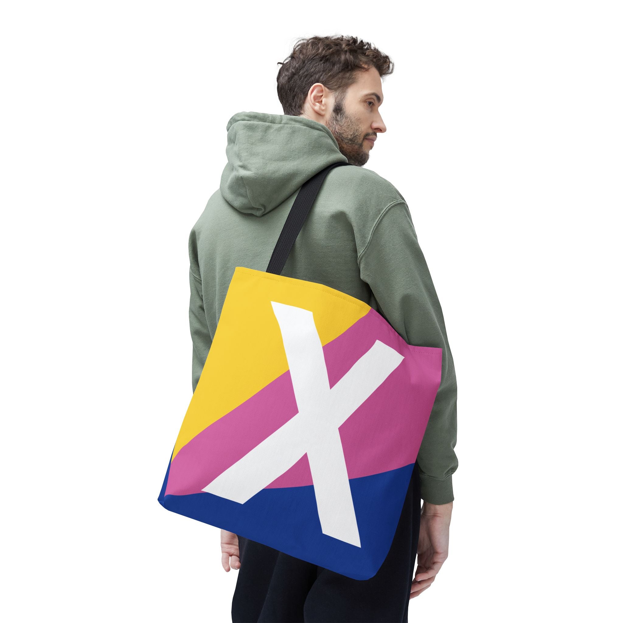 Monogram 'X' Colorblock Tote Bag — Personalized Initial X Shoulder Tote