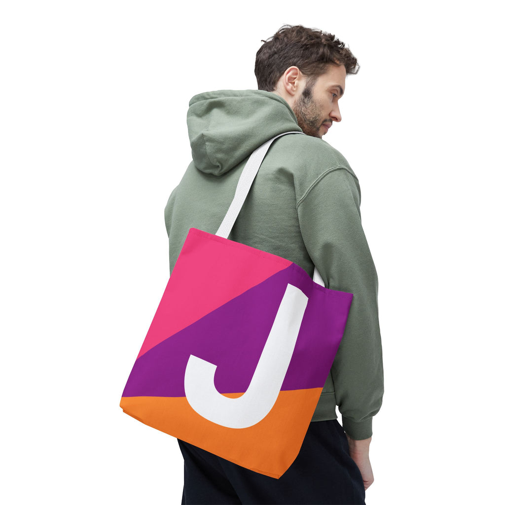 Monogram 'J' Colorblock Tote Bag — Personalized Initial J Shoulder Tote