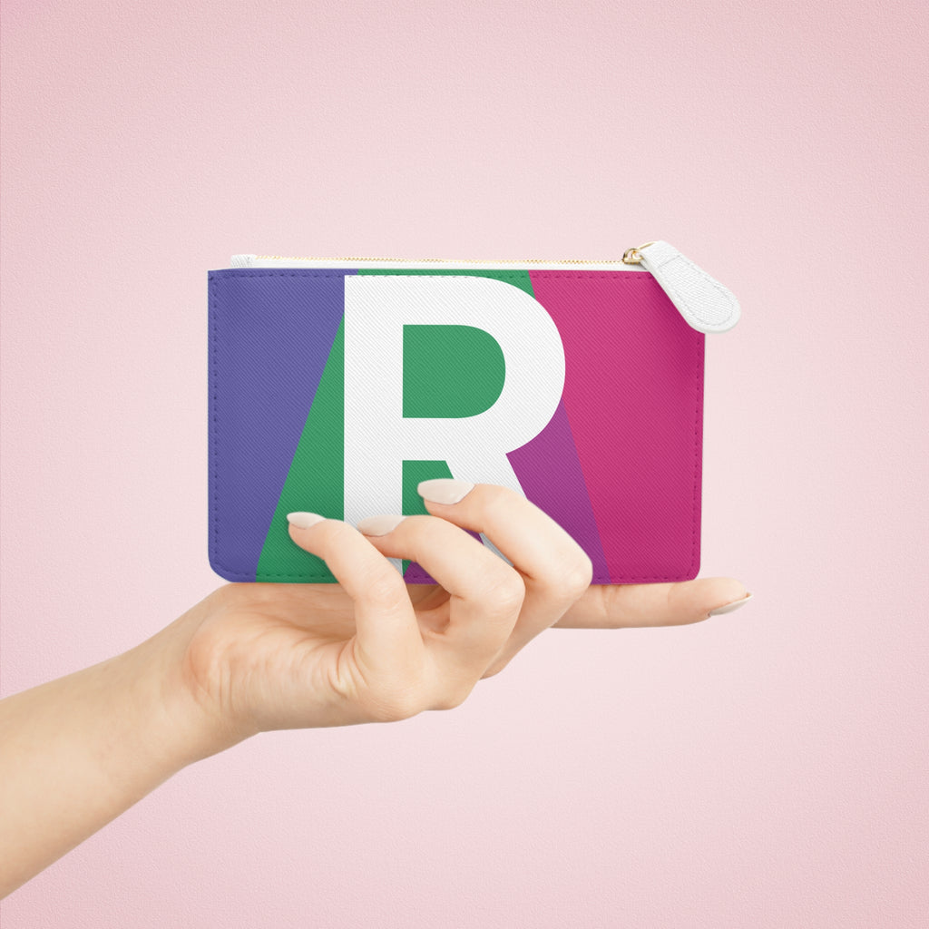 Initial R Mini Clutch — Colorblock Monogram Wristlet Wallet