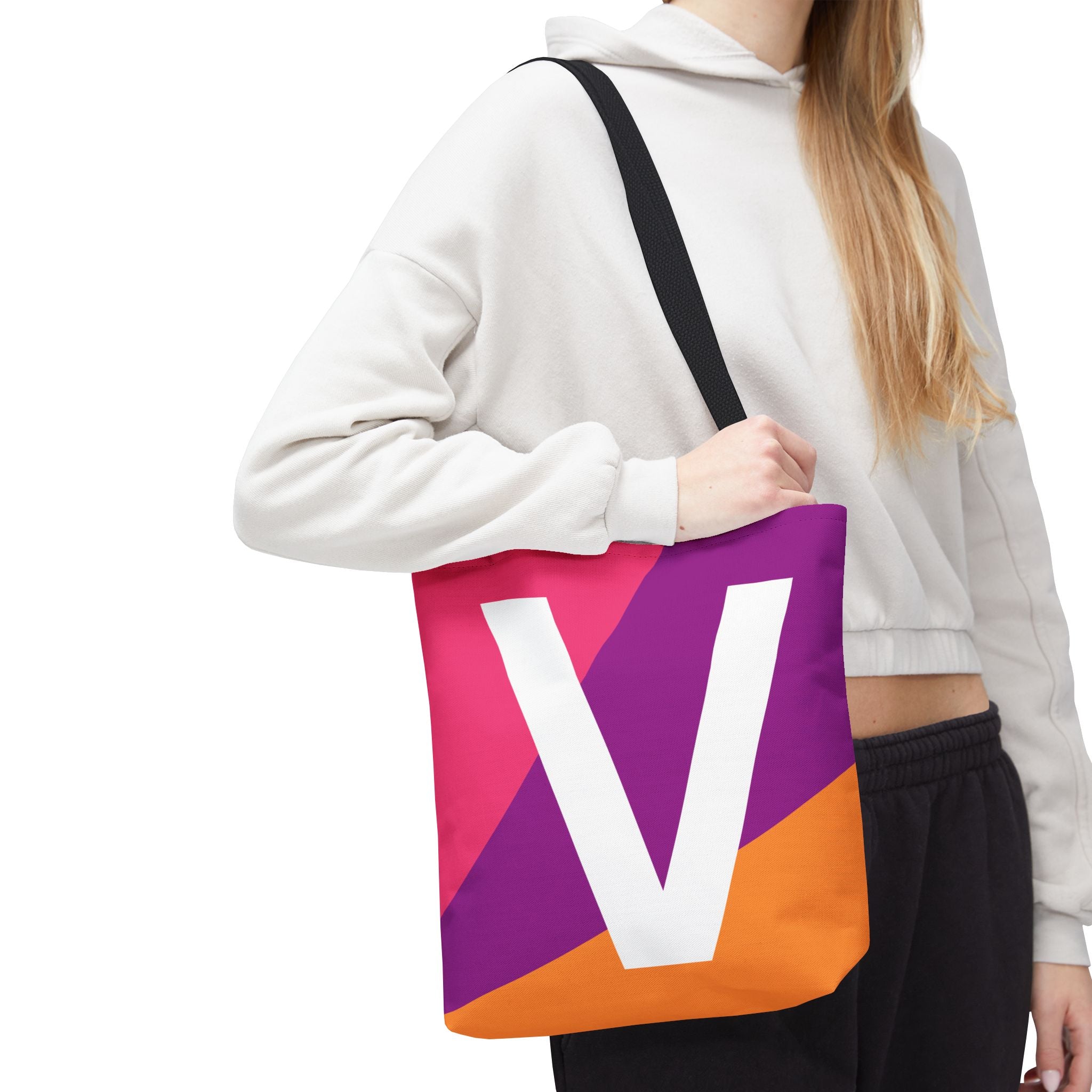 Monogram 'V' Colorblock Tote Bag — Personalized Initial V Shoulder Tote