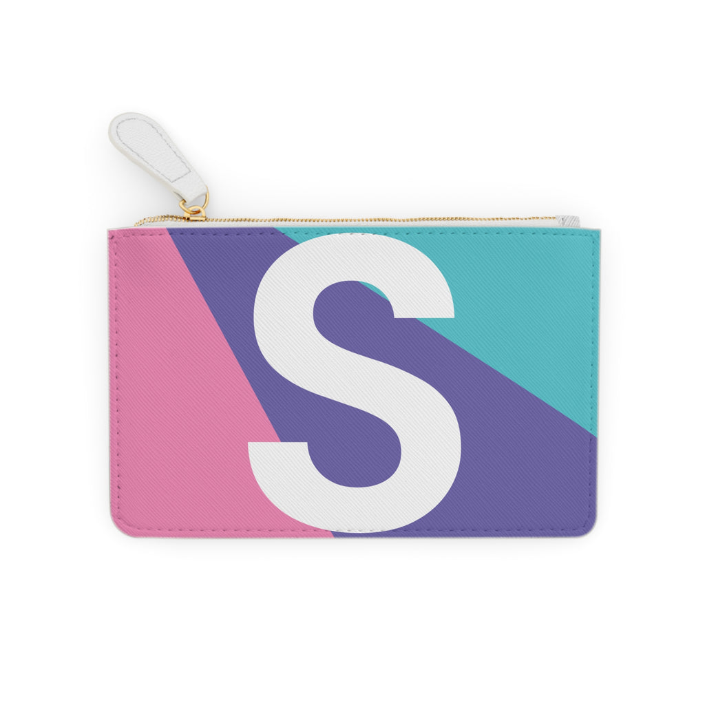 Initial S Mini Clutch — Colorblock Monogram Wristlet Wallet