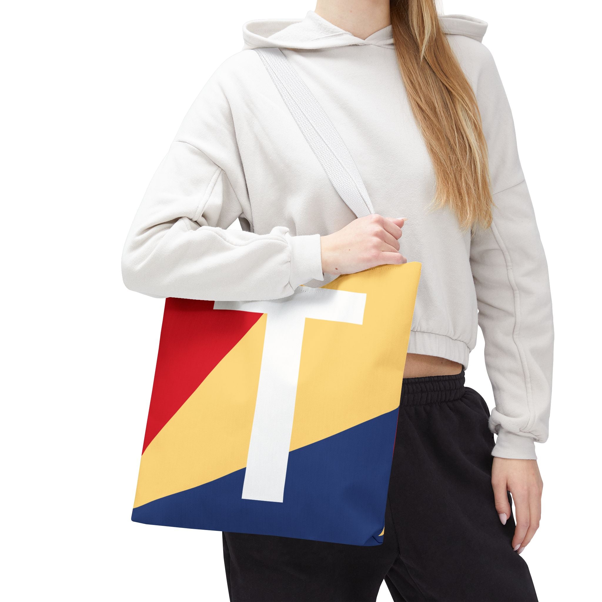 Monogram 'T' Colorblock Tote Bag — Personalized Initial T Shoulder Tote