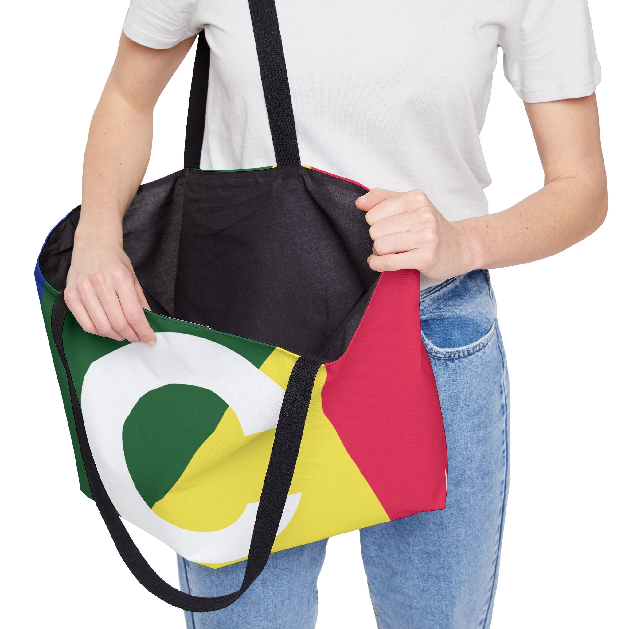 Personalized 'C' Colorblock Tote Bag — Monogram Weekender Tote
