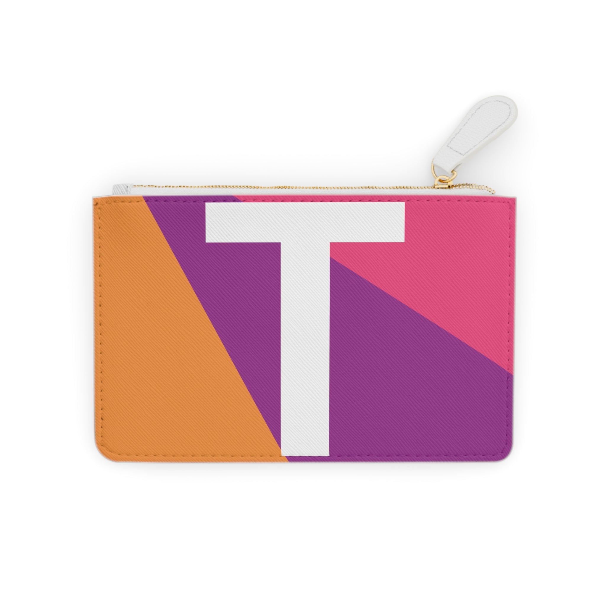Initial T Mini Clutch — Colorblock Monogram Wristlet Wallet
