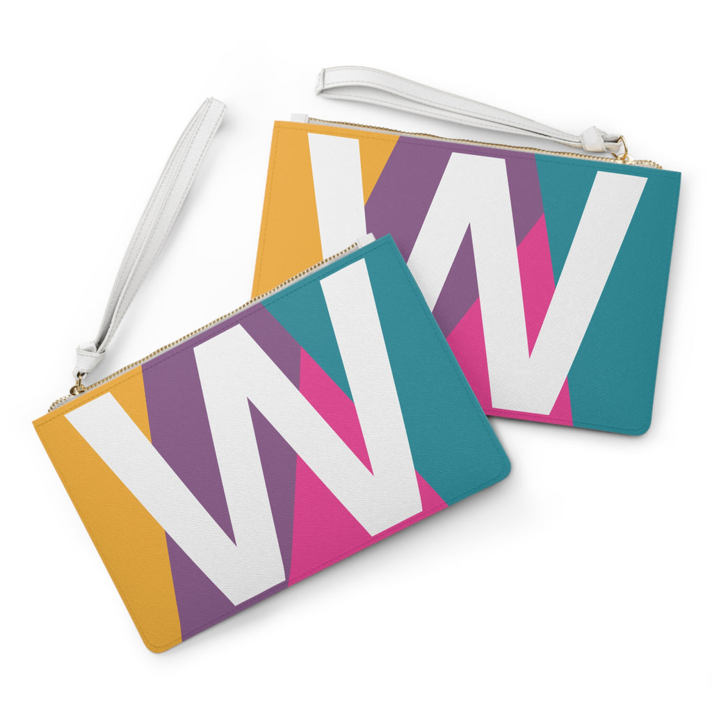Monogram 'W' Colorblock Clutch Bag — Bold Geometric Wristlet for Everyday & Gifts