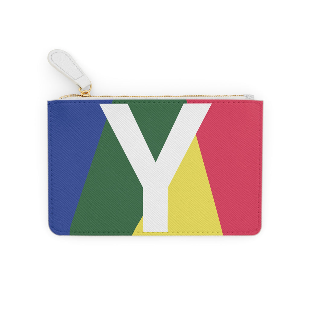 Initial Y Mini Clutch — Colorblock Monogram Wristlet Wallet