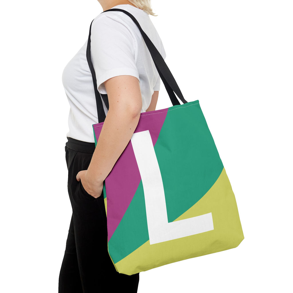 Monogram 'L' Colorblock Tote Bag — Personalized Initial L Shoulder Tote