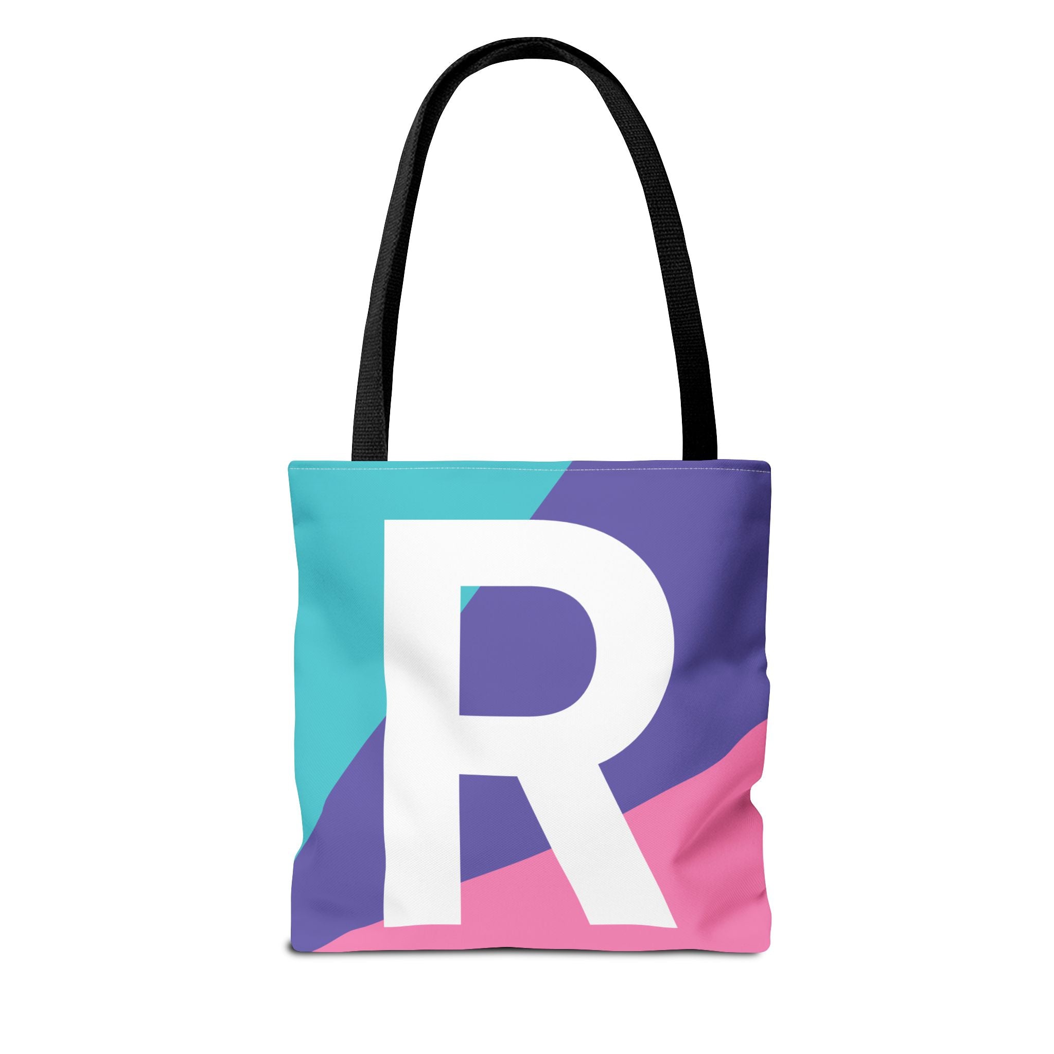 Monogram 'R' Colorblock Tote Bag — Personalized Initial R Shoulder Tote