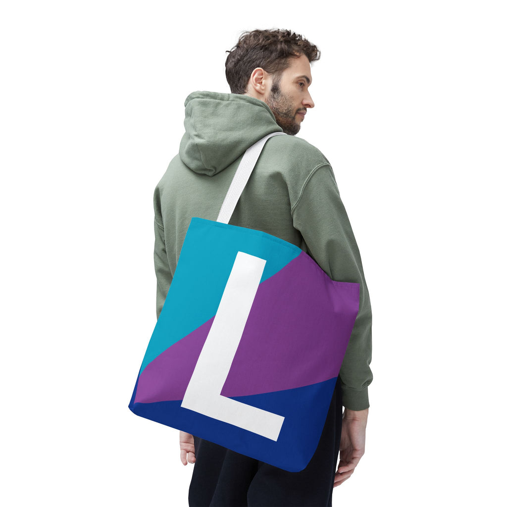 Monogram 'L' Colorblock Tote Bag — Personalized Initial L Shoulder Tote
