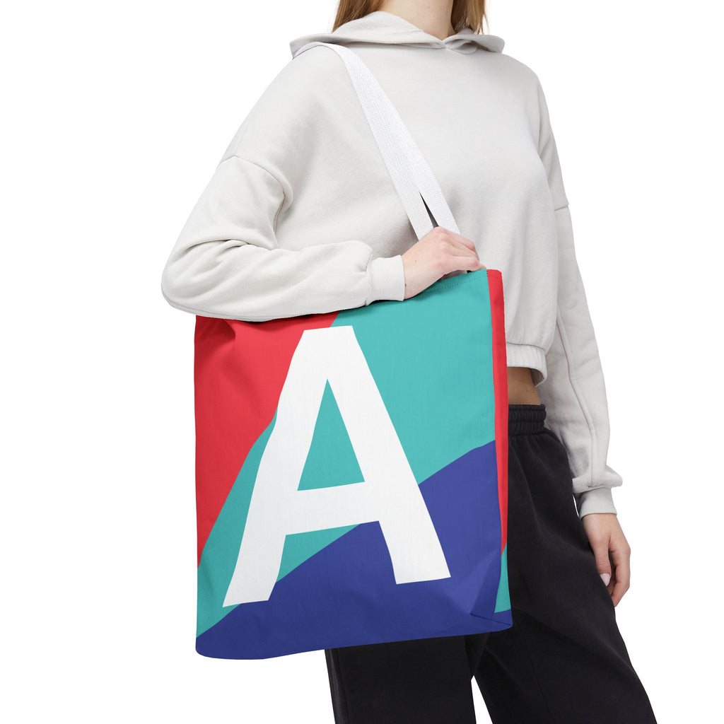 Monogram 'A' Colorblock Tote Bag — Personalized Initial A Shoulder Tote
