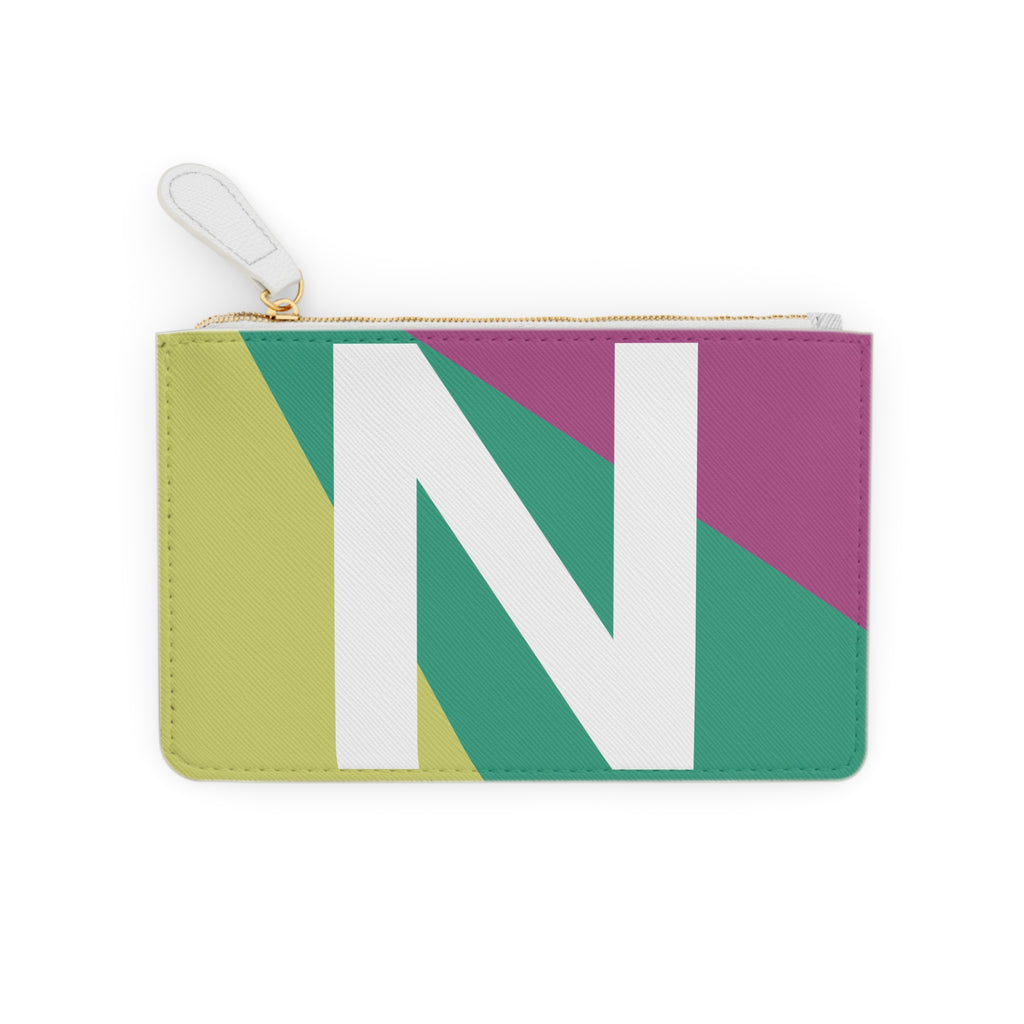 Initial N Mini Clutch — Colorblock Monogram Wristlet Wallet