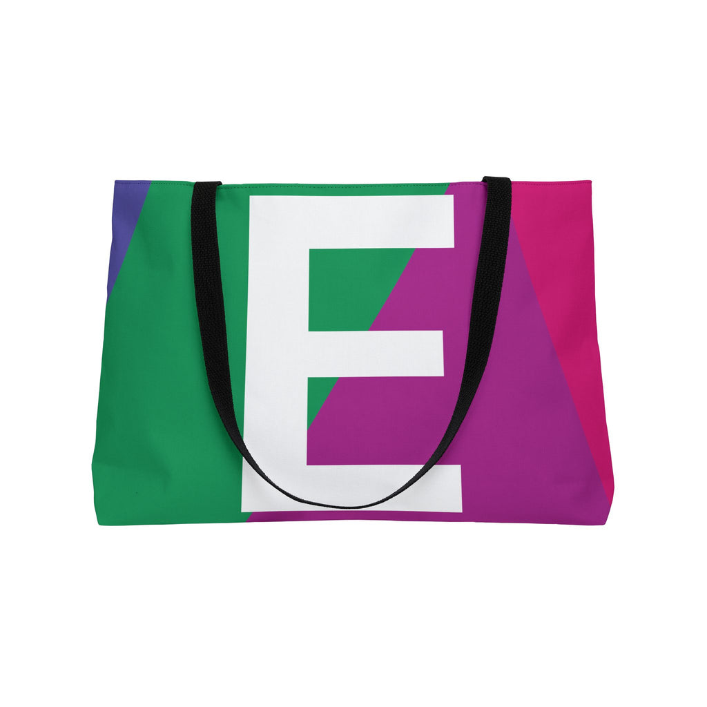 Personalized 'E' Colorblock Tote Bag — Monogram Weekender Tote