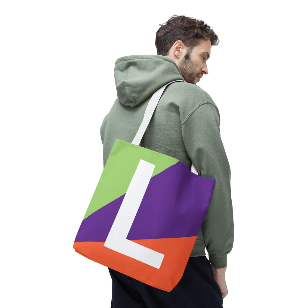 Monogram 'L' Colorblock Tote Bag — Personalized Initial L Shoulder Tote