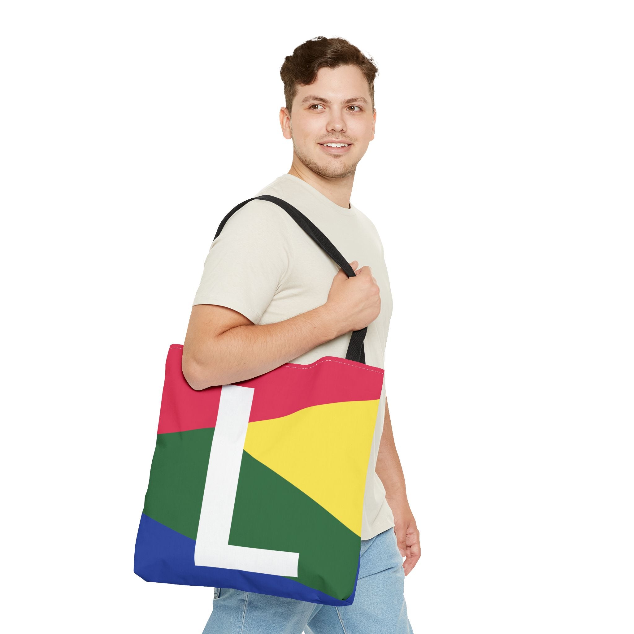 Monogram 'L' Colorblock Tote Bag — Personalized Initial L Shoulder Tote