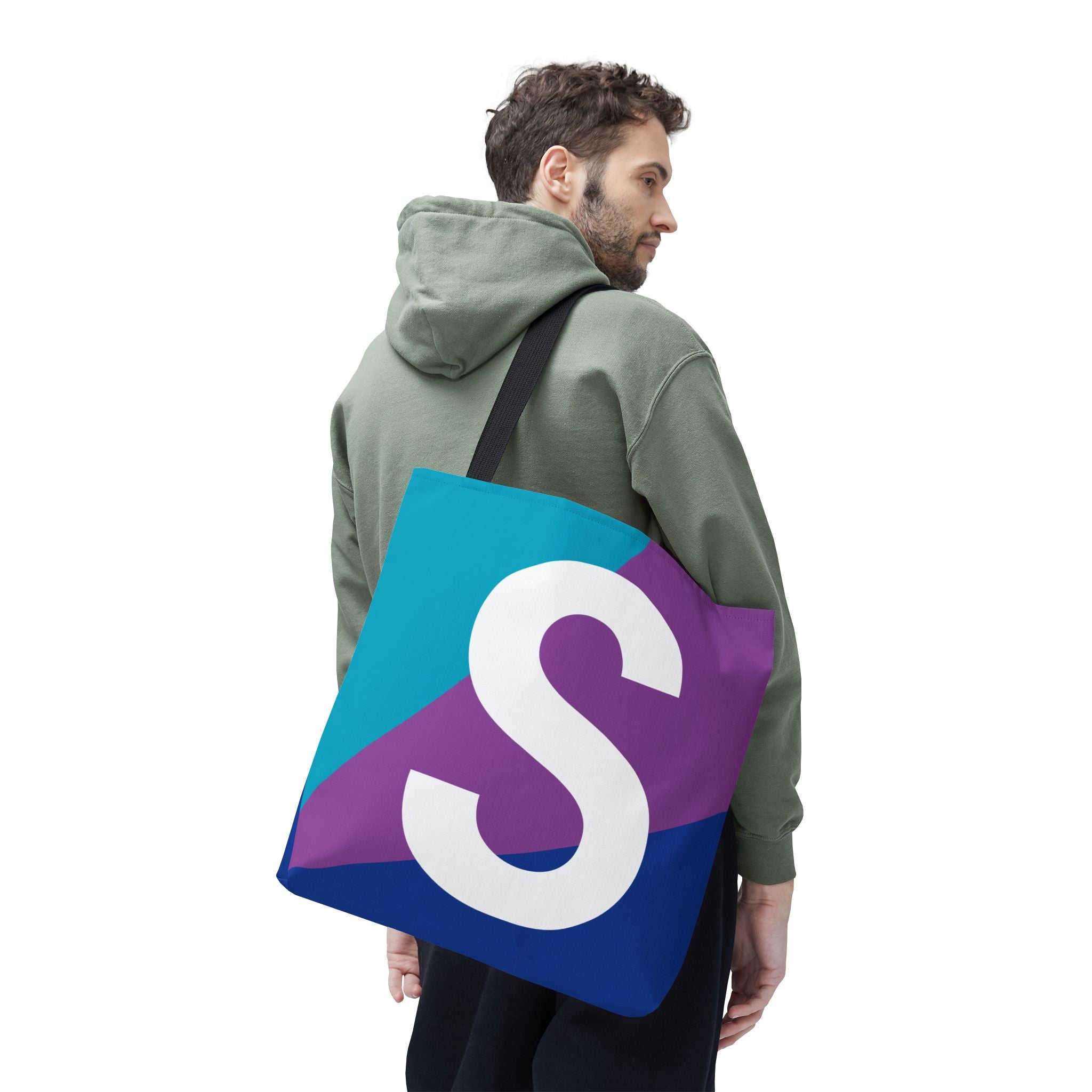 Monogram 'S' Colorblock Tote Bag — Personalized Initial S Shoulder Tote