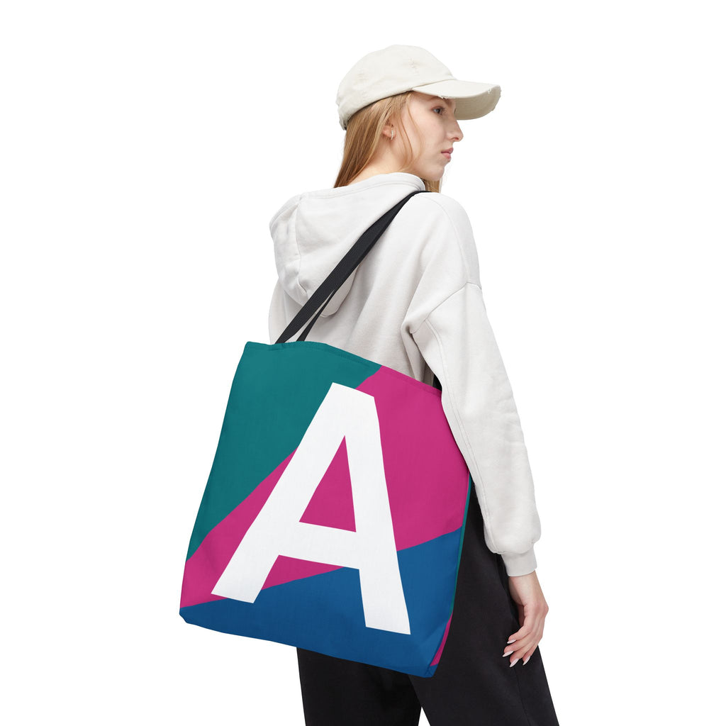Monogram 'A' Colorblock Tote Bag — Personalized Initial A Shoulder Tote