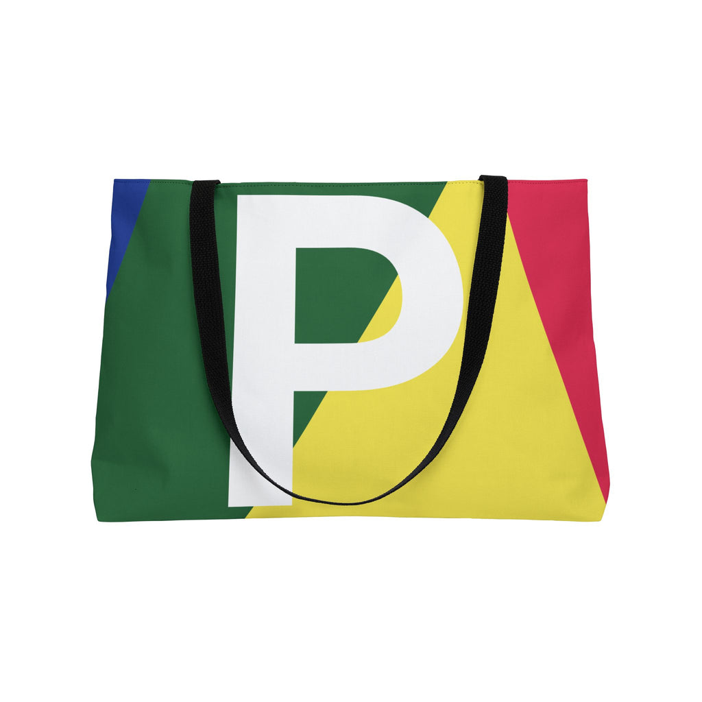 Personalized 'P' Colorblock Tote Bag — Monogram Weekender Tote