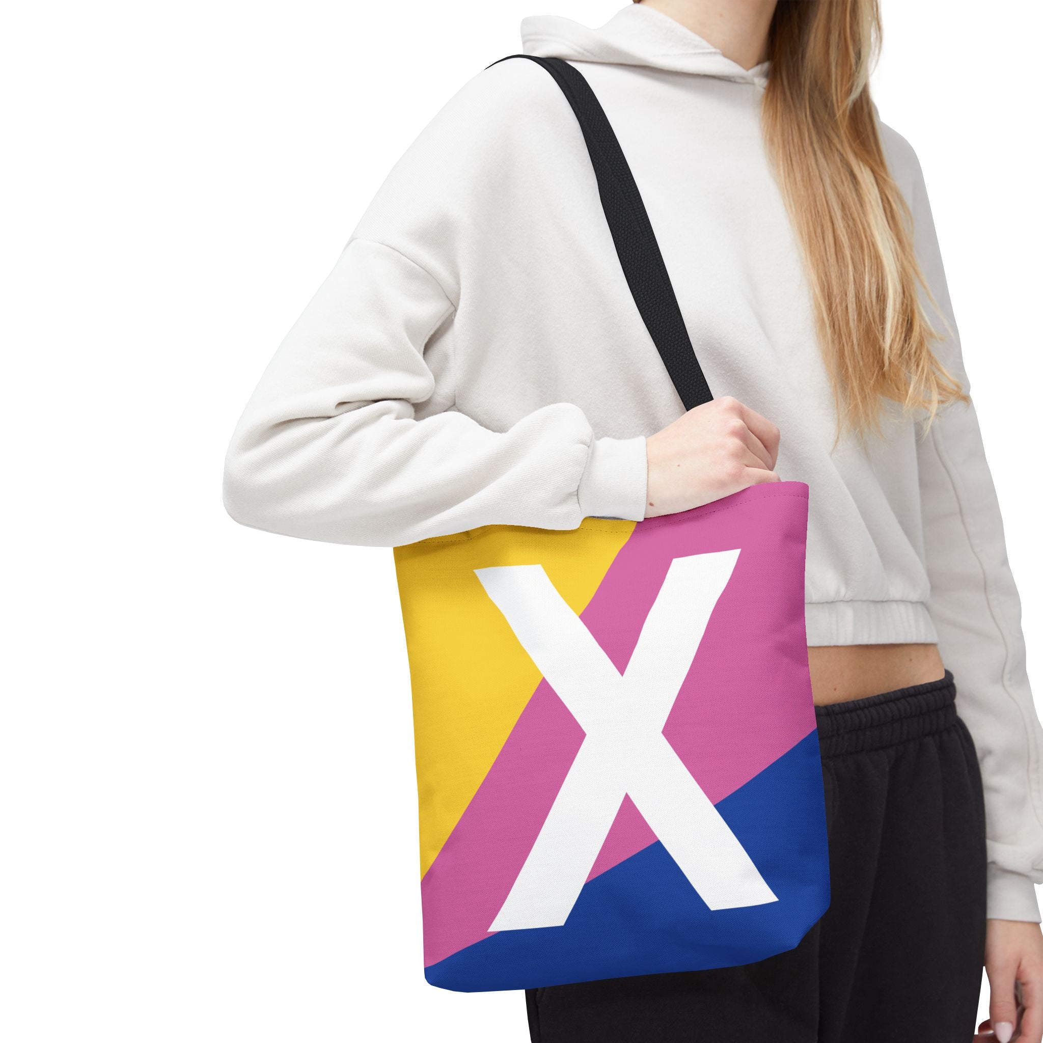 Monogram 'X' Colorblock Tote Bag — Personalized Initial X Shoulder Tote