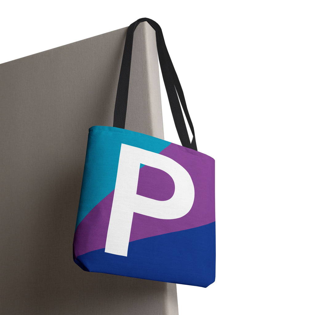 Monogram 'P' Colorblock Tote Bag — Personalized Initial P Shoulder Tote