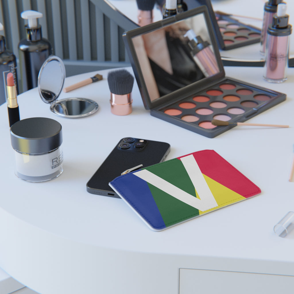 Initial V Mini Clutch — Colorblock Monogram Wristlet Wallet