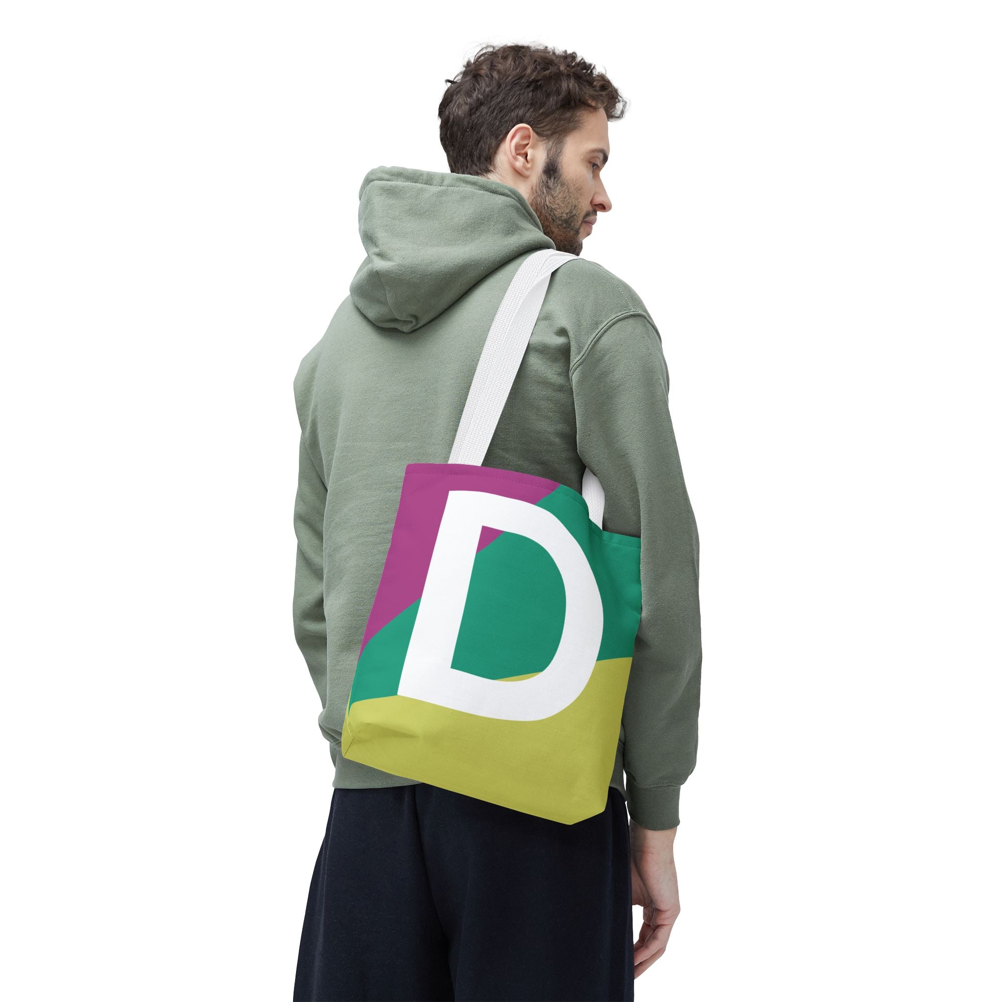 Monogram 'D' Colorblock Tote Bag — Personalized Initial D Shoulder Tote