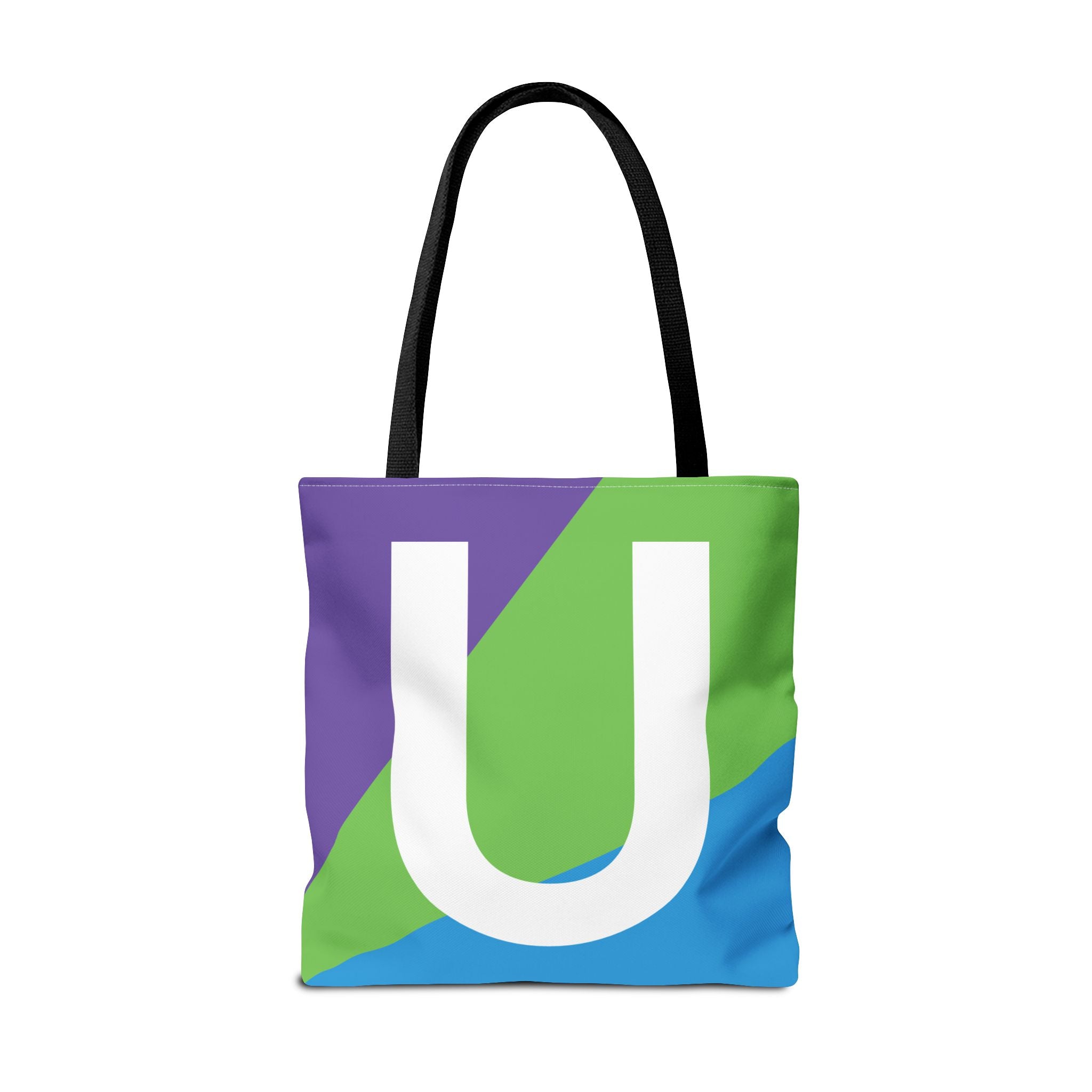 Monogram 'U' Colorblock Tote Bag — Personalized Initial U Shoulder Tote