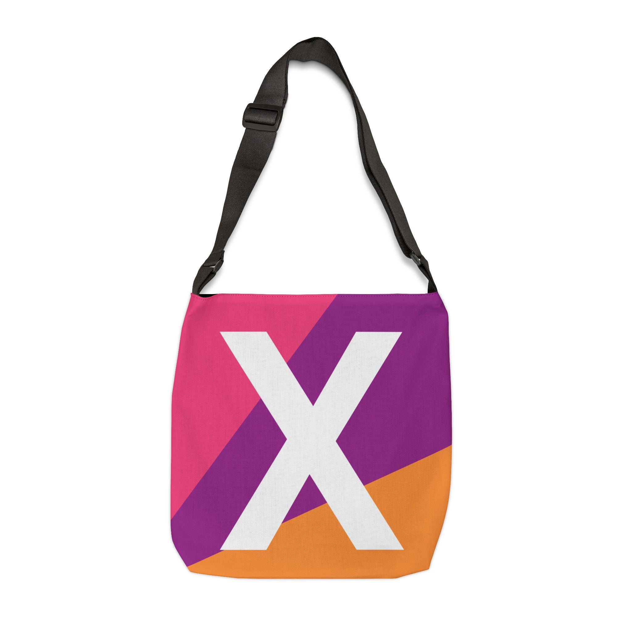 Initial Letter 'X' Colorblock Adjustable Tote Bag — Monogram Alphabet Shoulder Bag