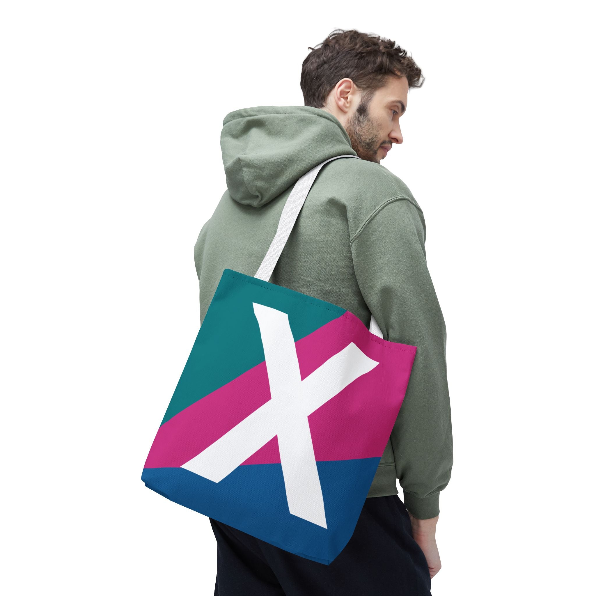 Monogram 'X' Colorblock Tote Bag — Personalized Initial X Shoulder Tote