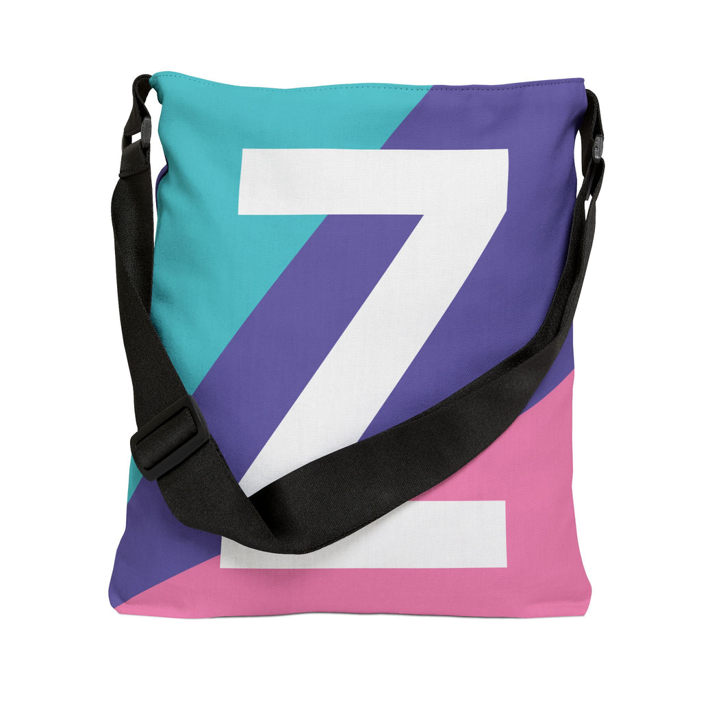Initial Letter 'Z' Colorblock Adjustable Tote Bag — Monogram Alphabet Shoulder Bag