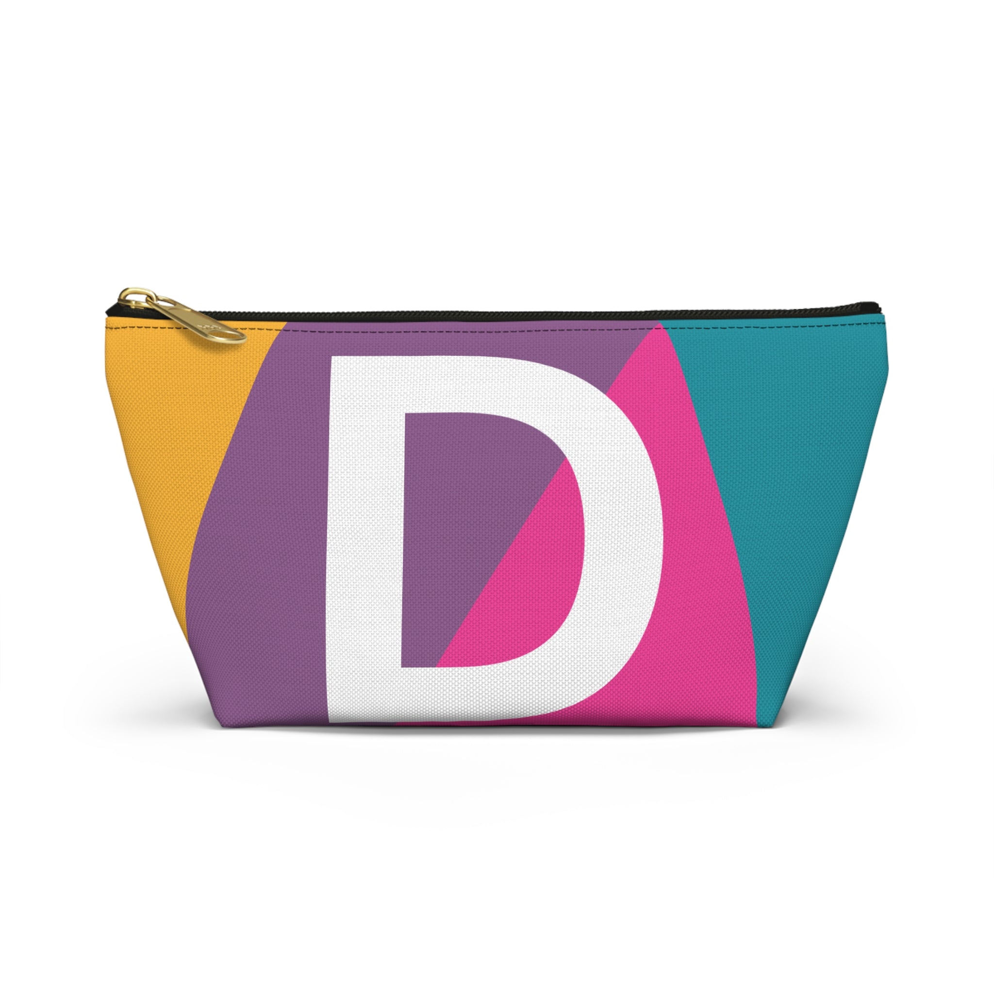 Initials Colorblock Accessory Pouch — Monogram D T-Bottom Cosmetic Bag