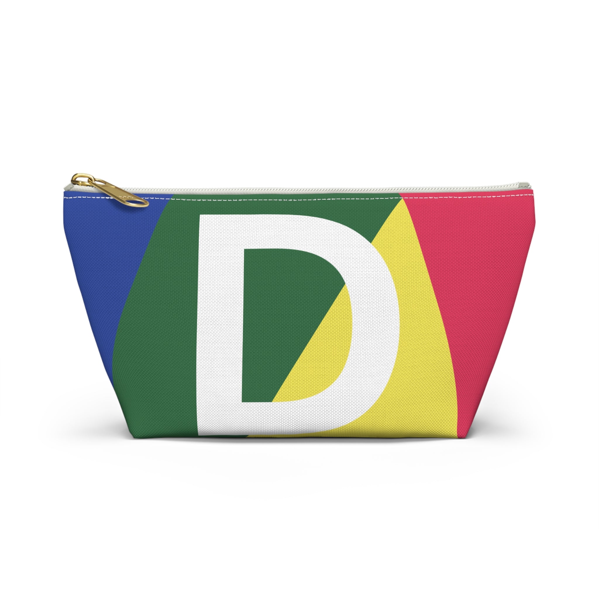Initials Colorblock Accessory Pouch — Monogram D T-Bottom Cosmetic Bag