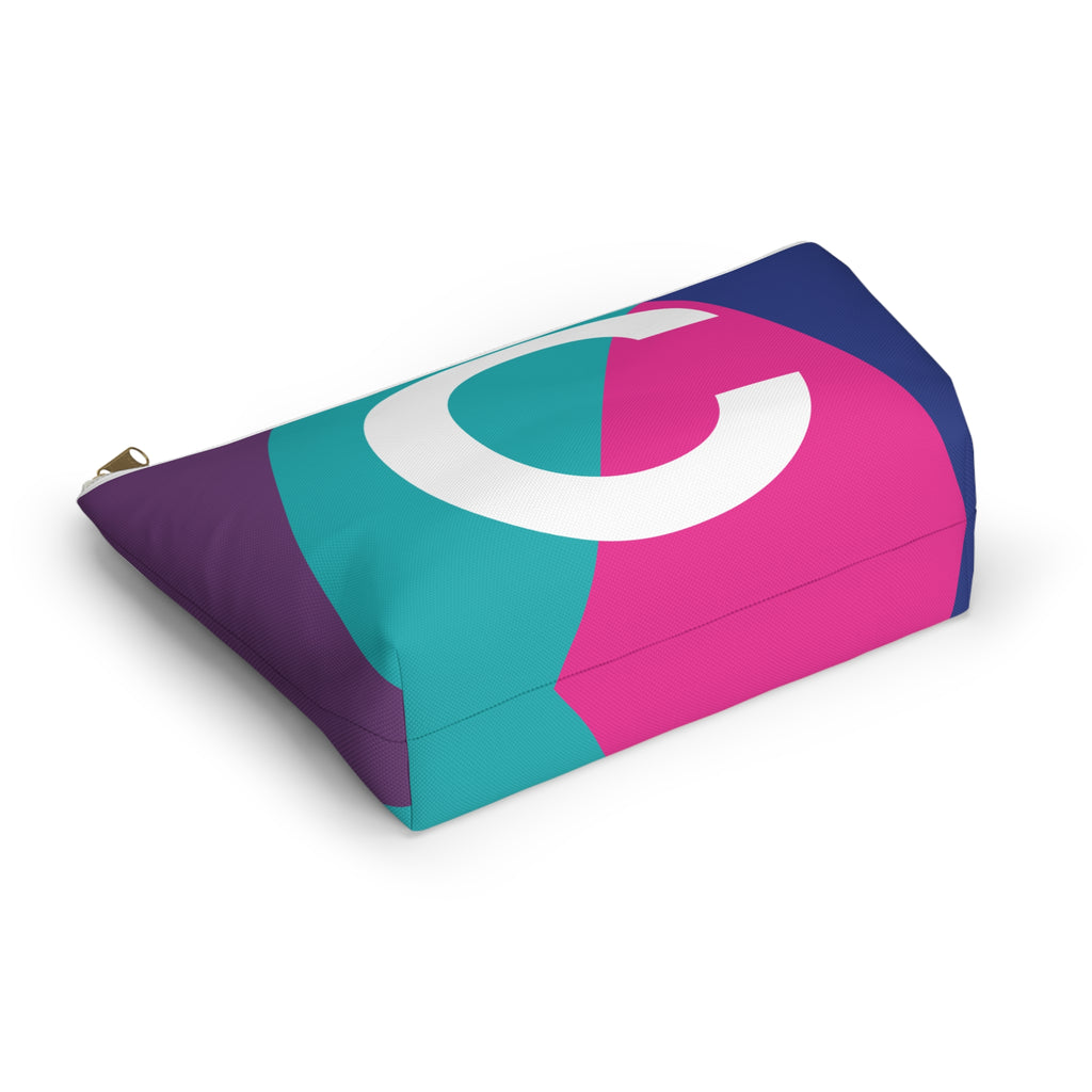 Initials Colorblock Accessory Pouch — Monogram C T-Bottom Cosmetic Bag