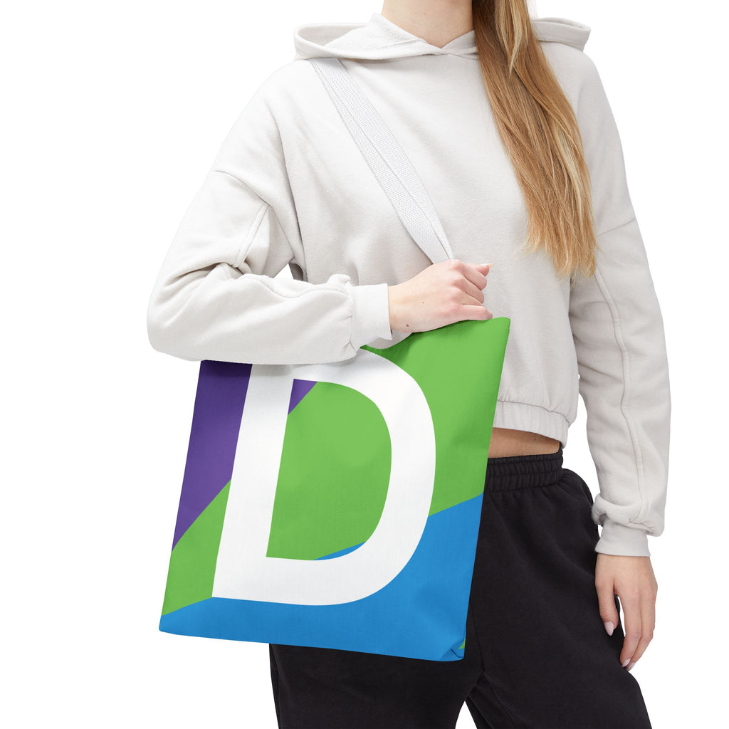 Monogram 'D' Colorblock Tote Bag — Personalized Initial D Shoulder Tote
