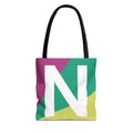 Monogram 'N' Colorblock Tote Bag — Personalized Initial N Shoulder Tote