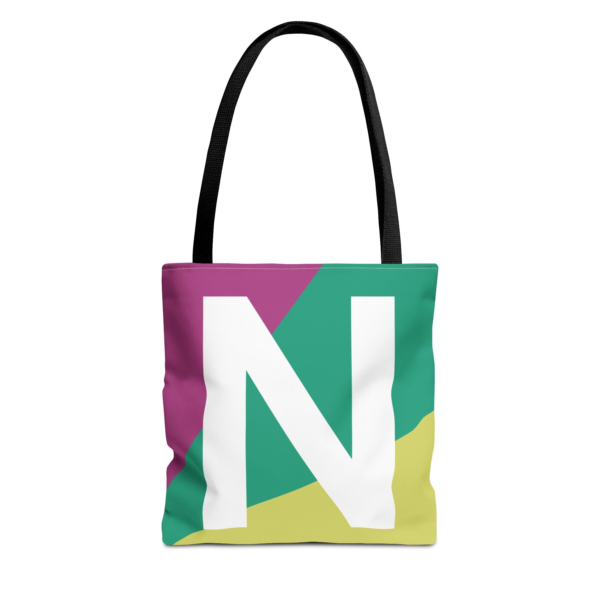 Monogram 'N' Colorblock Tote Bag — Personalized Initial N Shoulder Tote