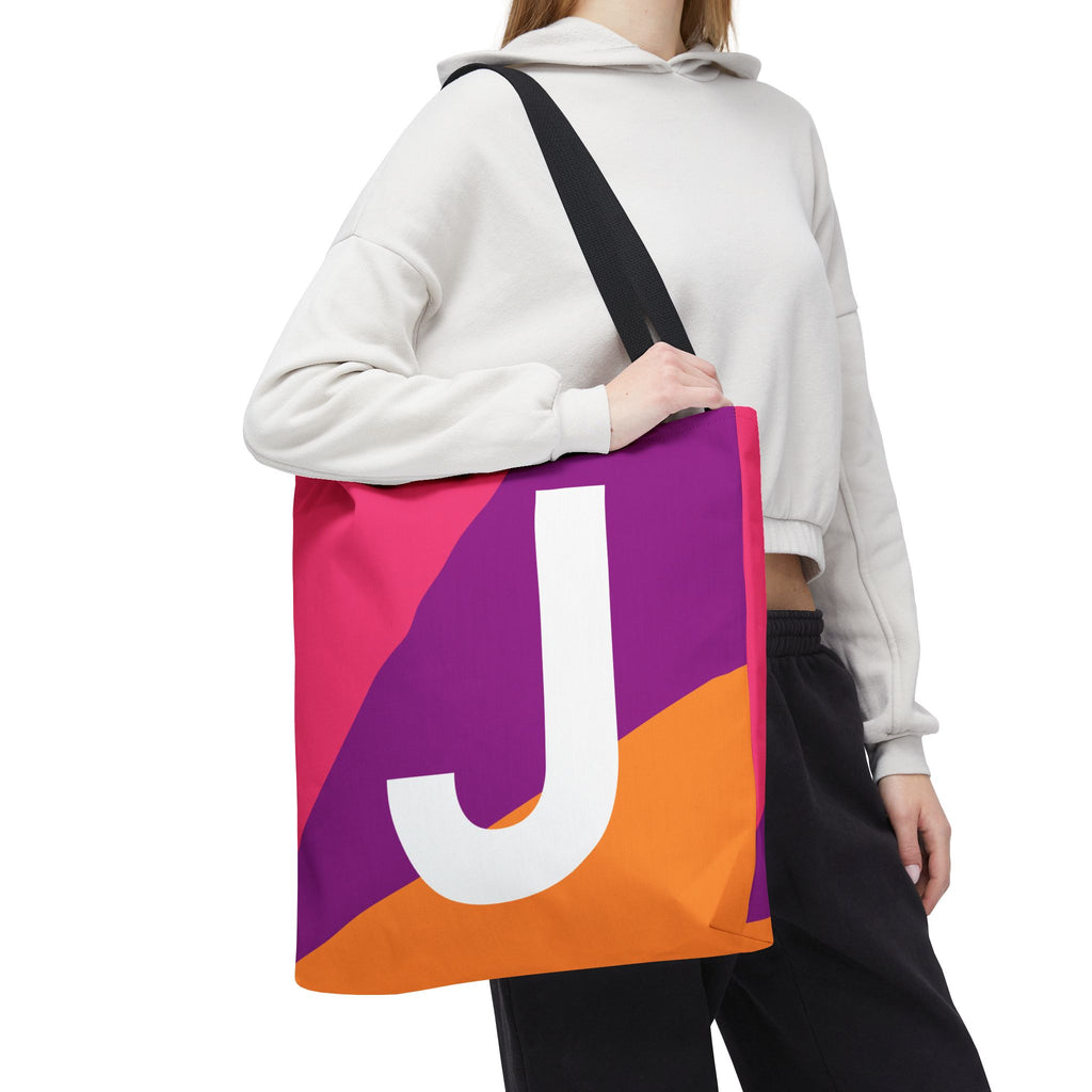 Monogram 'J' Colorblock Tote Bag — Personalized Initial J Shoulder Tote