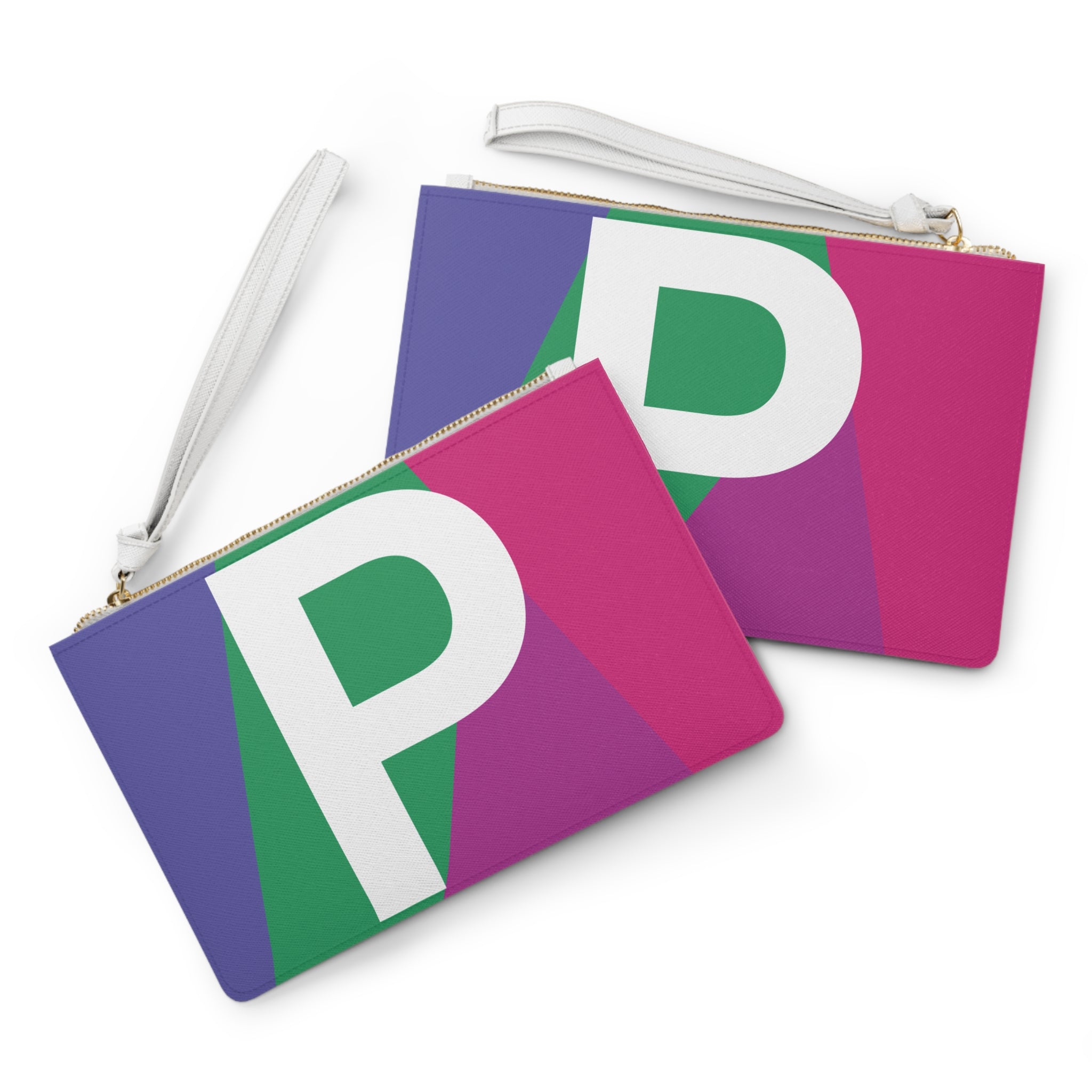 Monogram 'P' Colorblock Clutch Bag — Bold Geometric Wristlet for Everyday & Gifts