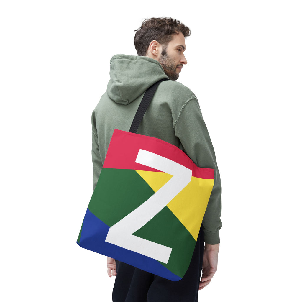 Monogram 'Z' Colorblock Tote Bag — Personalized Initial Z Shoulder Tote