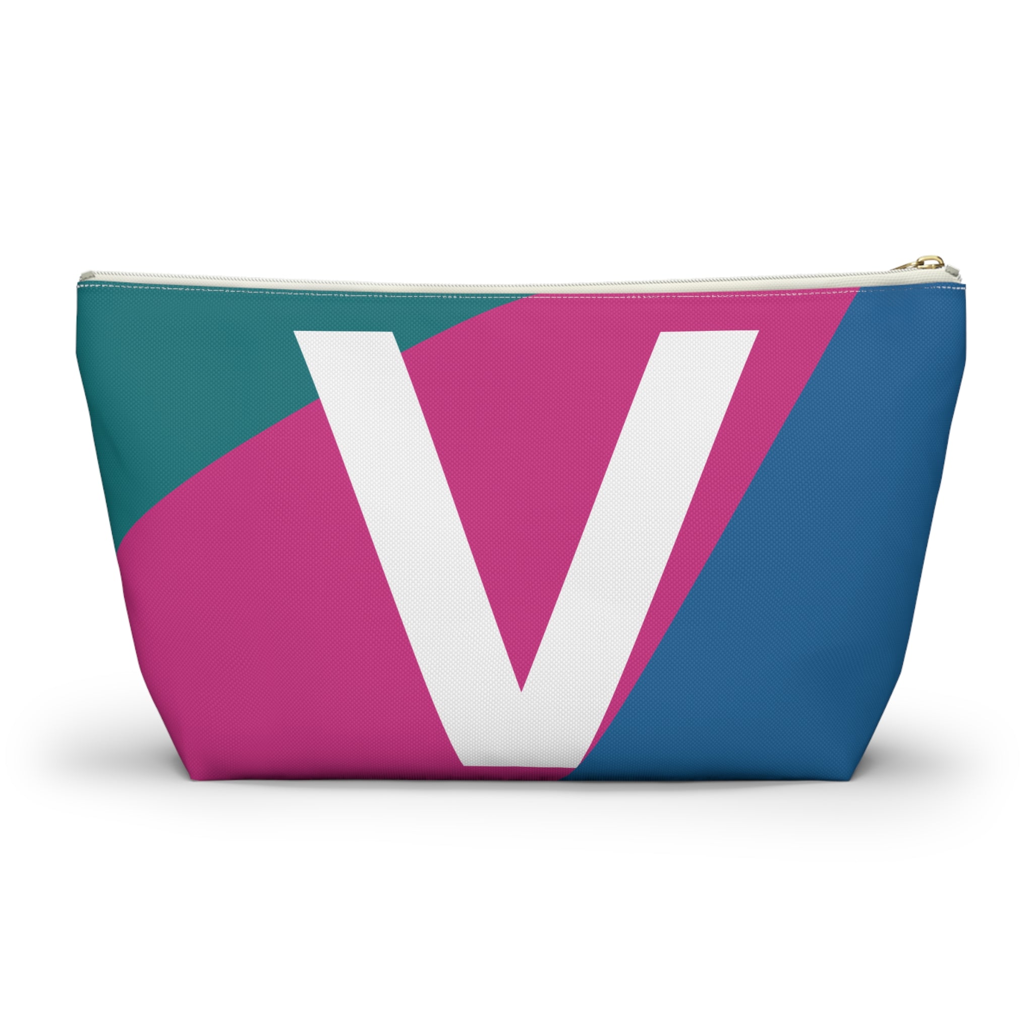 Initials Colorblock Accessory Pouch — Monogram V T-Bottom Cosmetic Bag