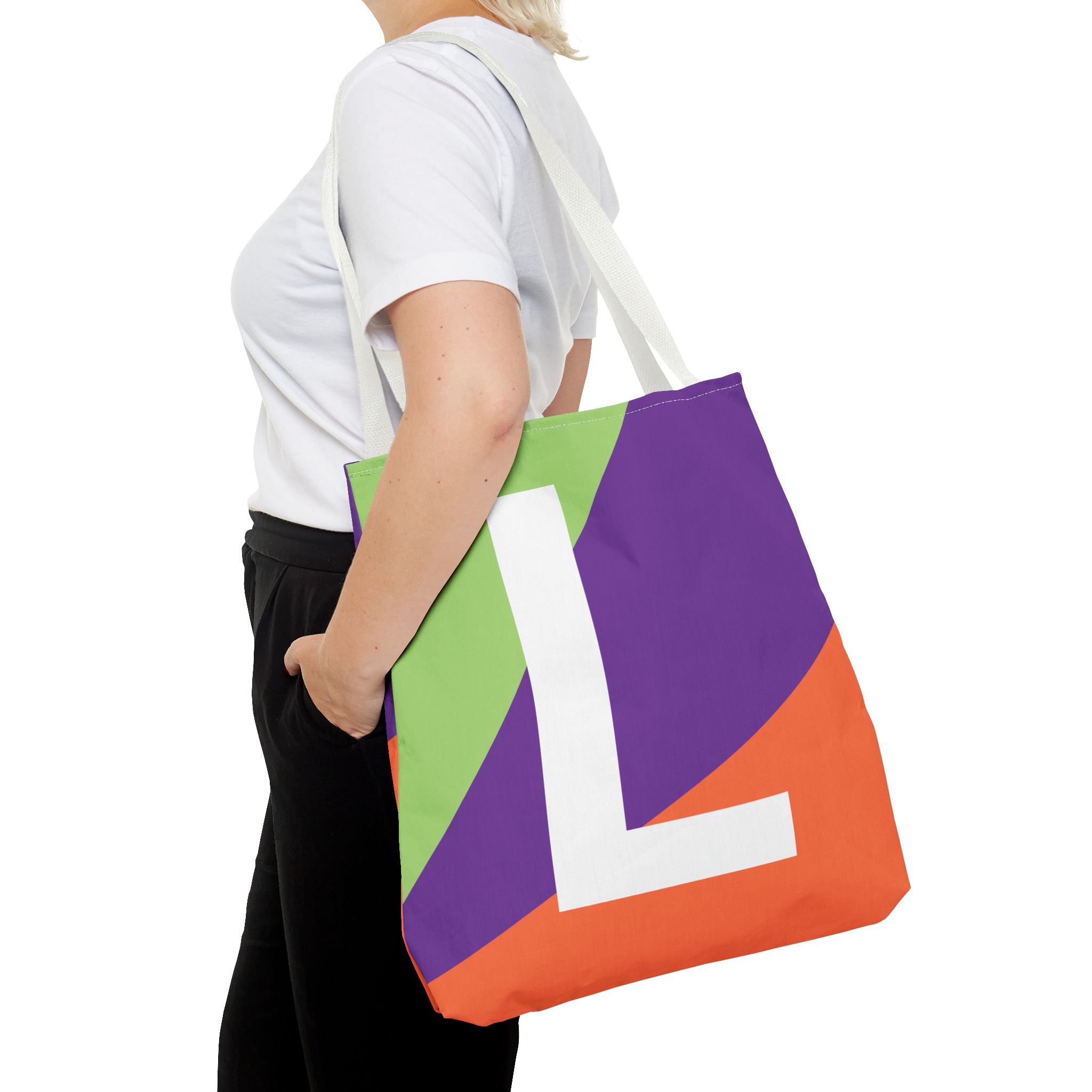 Monogram 'L' Colorblock Tote Bag — Personalized Initial L Shoulder Tote
