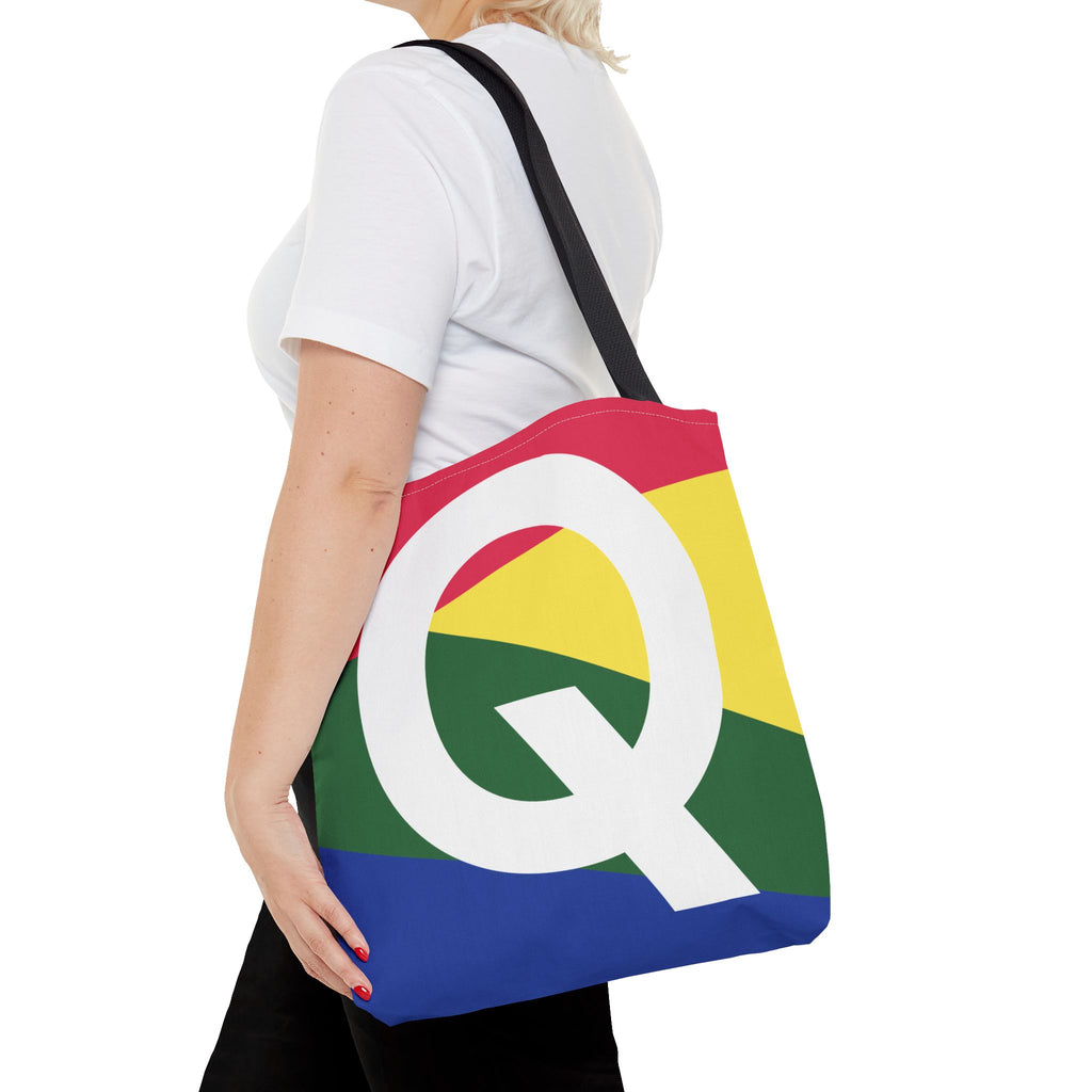 Monogram 'Q' Colorblock Tote Bag — Personalized Initial Q Shoulder Tote