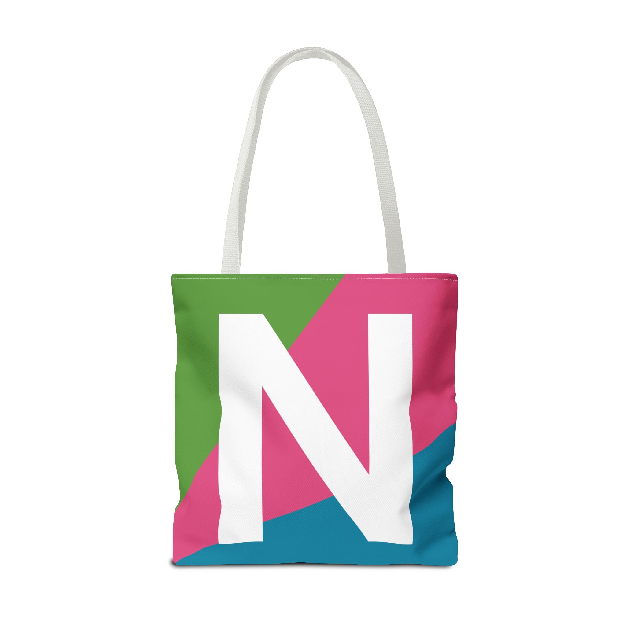 Monogram 'N' Colorblock Tote Bag — Personalized Initial N Shoulder Tote