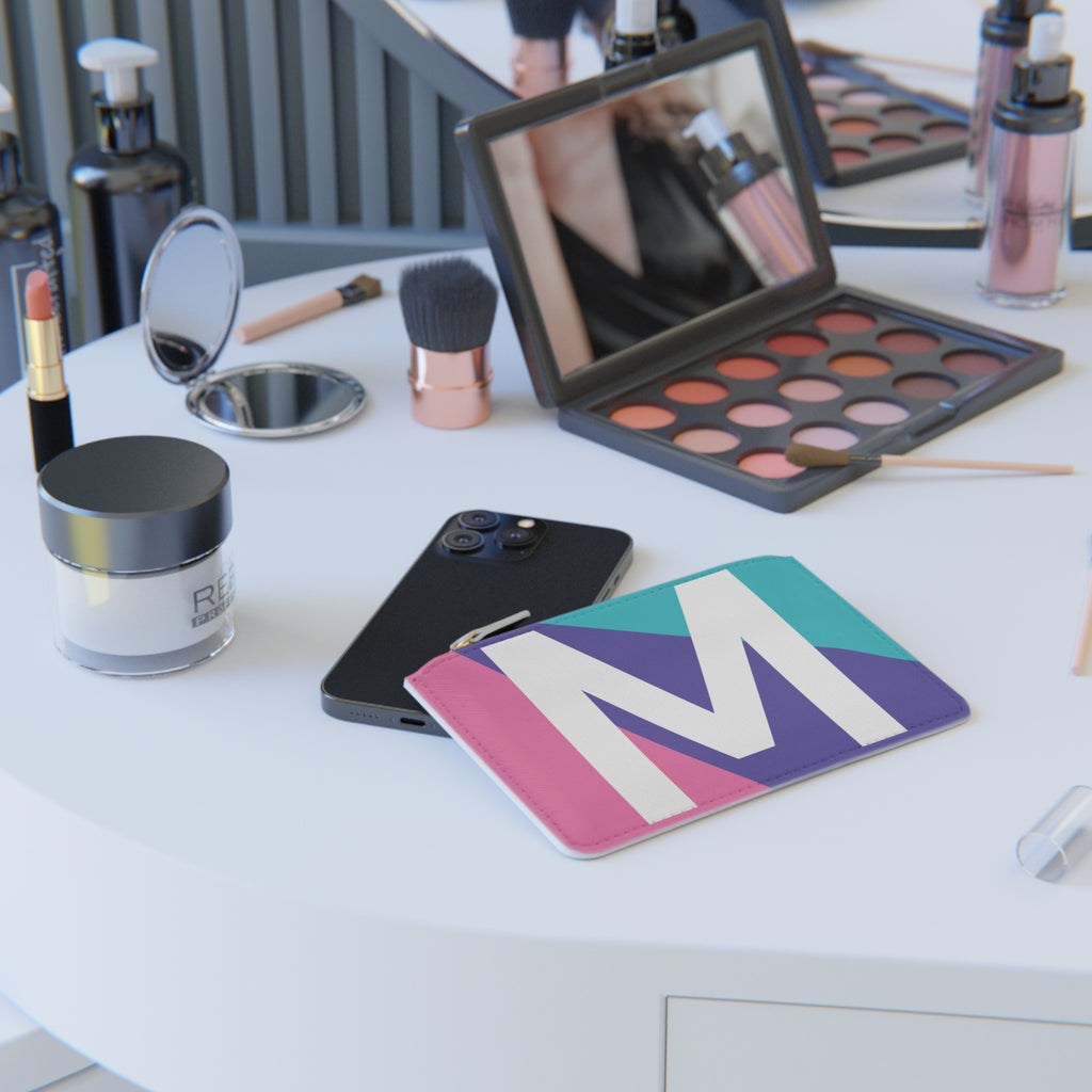 Initial M Mini Clutch — Colorblock Monogram Wristlet Wallet