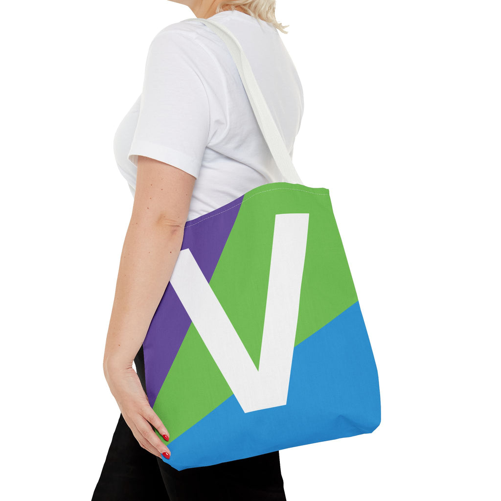 Monogram 'V' Colorblock Tote Bag — Personalized Initial V Shoulder Tote