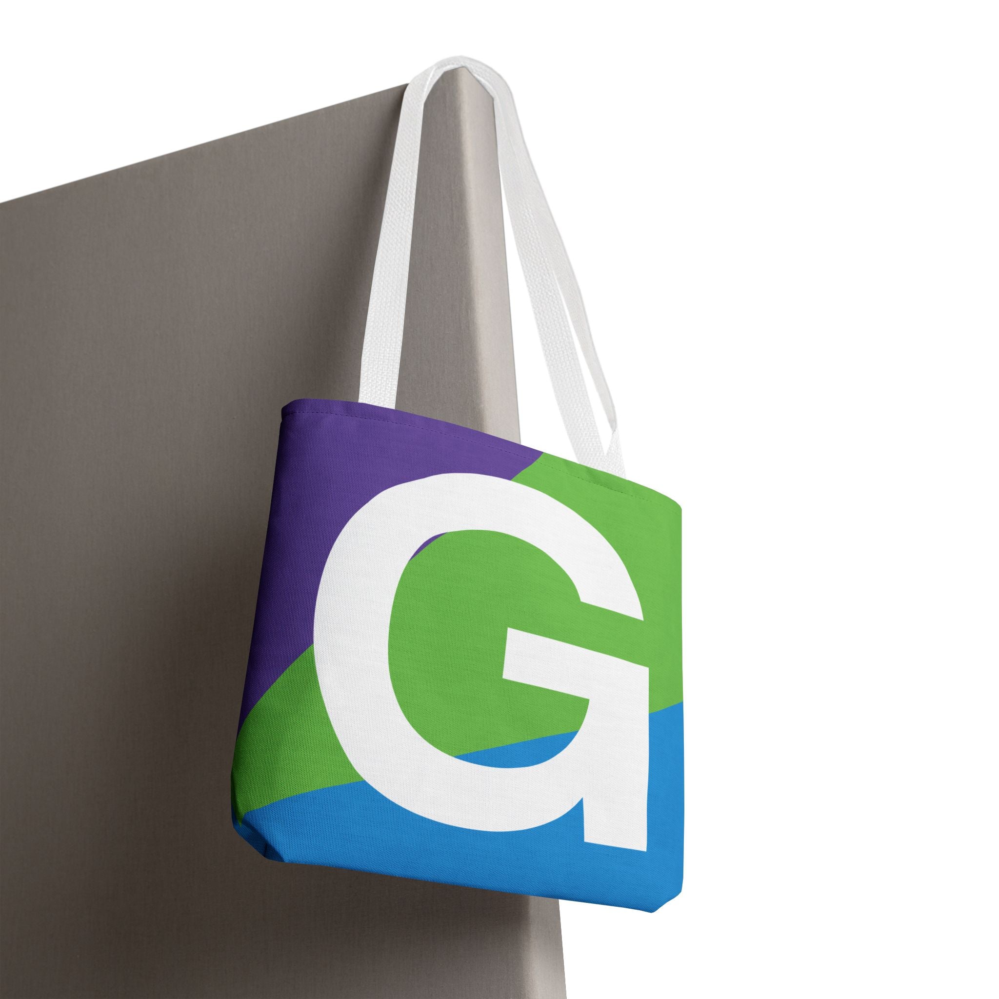 Monogram 'G' Colorblock Tote Bag — Personalized Initial G Shoulder Tote